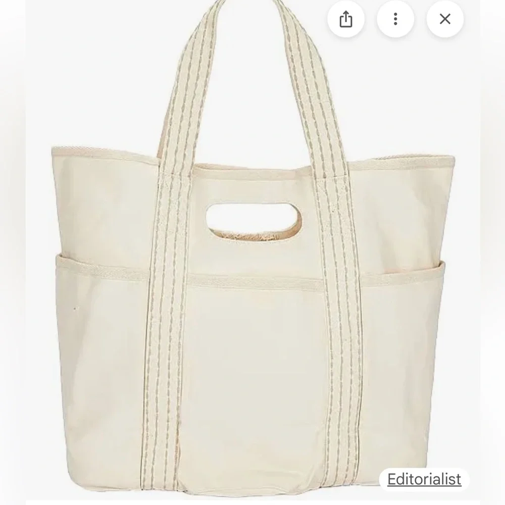 Free People Off-White Canvas Tote - Picture 2 of 4